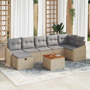 Set Divano da Giardino con cuscino 8 pcs Beige polyrattan 3359574