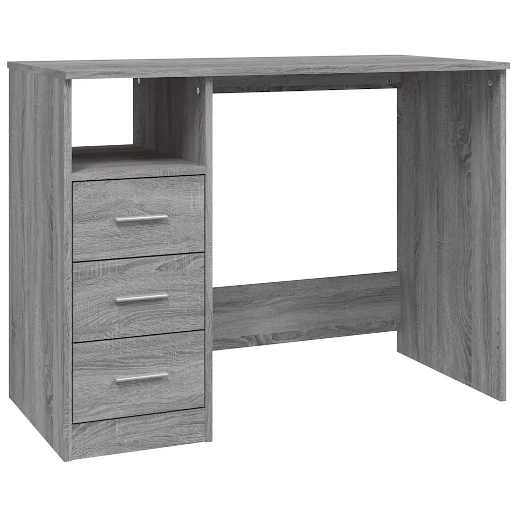 Scrivania Cassetti-Scrivanie per ufficio e studio Grigio Sonoma 102x50x76 cm Legno Multistrato