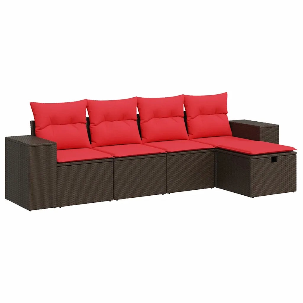 Set Divano da Giardino 5 pz con Cuscini Marrone in Polyrattan 3325670