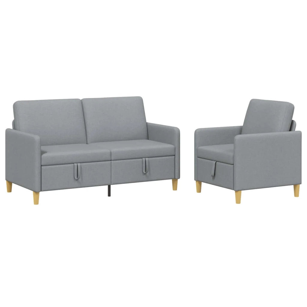 Set di Divani con Storage 2 pcs Grigio Chiaro Poliestere 3429176