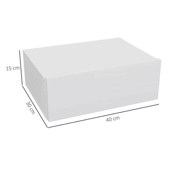 Comodino Sospeso Moderno 40x30x15 cm con Cassetto in Legno Bianco