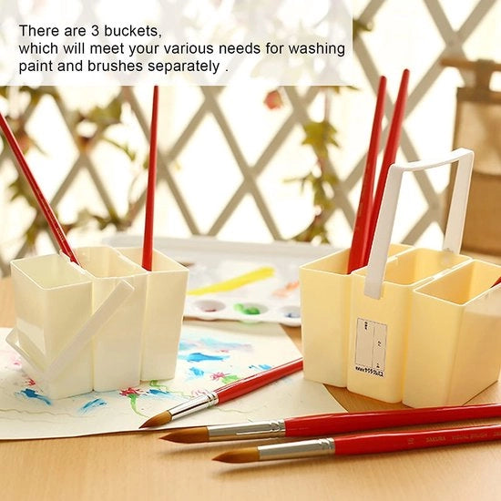 Supporto per pennelli a pennello 3 pezzi - Cassetta per pennelli smontabile - Bacinelli per acqua per acquerelli - Cassetti per pennelli - Facile da montare - Set di pennelli