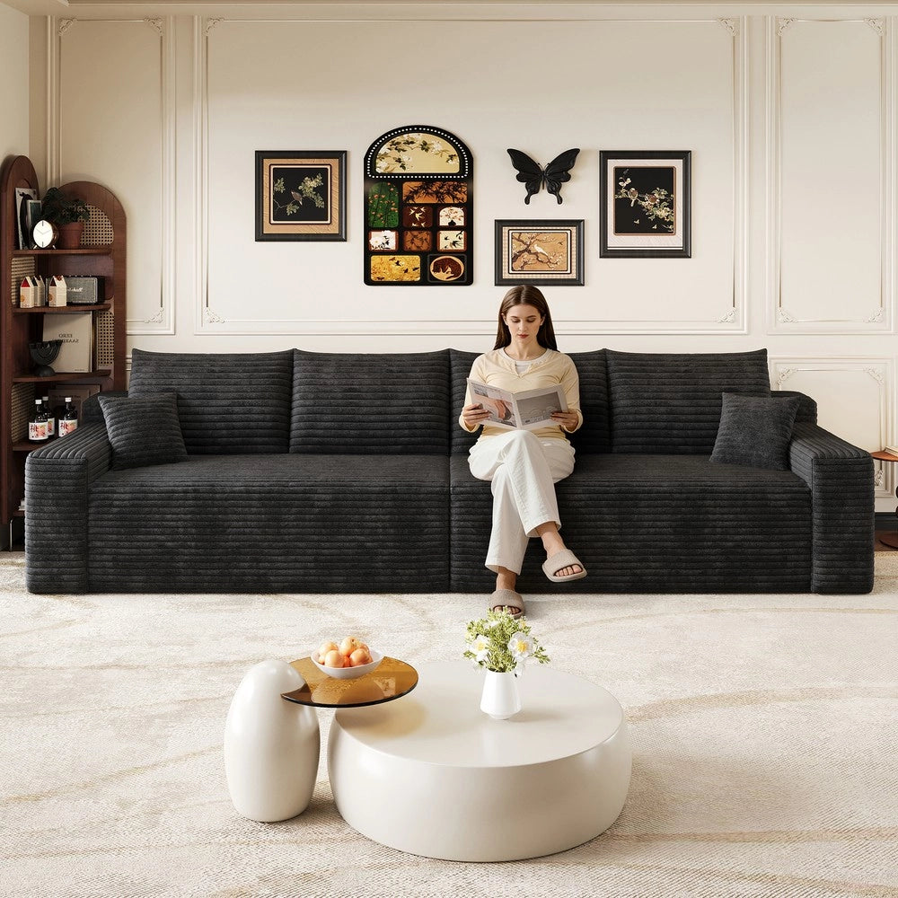 Divano letto in velluto nero ¨C Minimal ¨C 302 cm