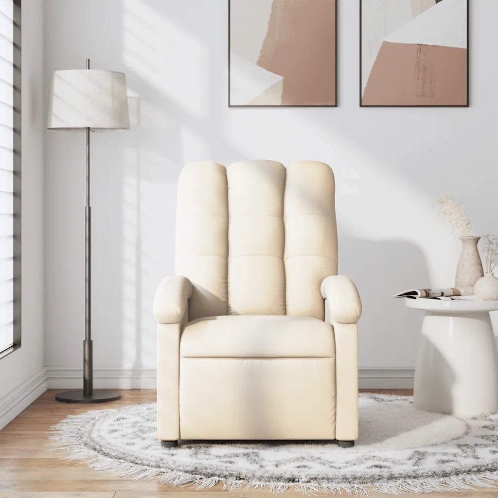 Poltrona Massaggiante | Sedia Relax Reclinabile Crema in Tessuto