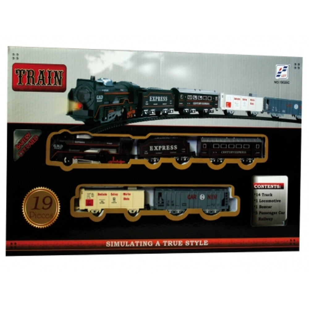 Trade Shop - Treno Merci Classico Espresso Con Luci Pista 276 Cm Gioco Trenino Per Bambini -