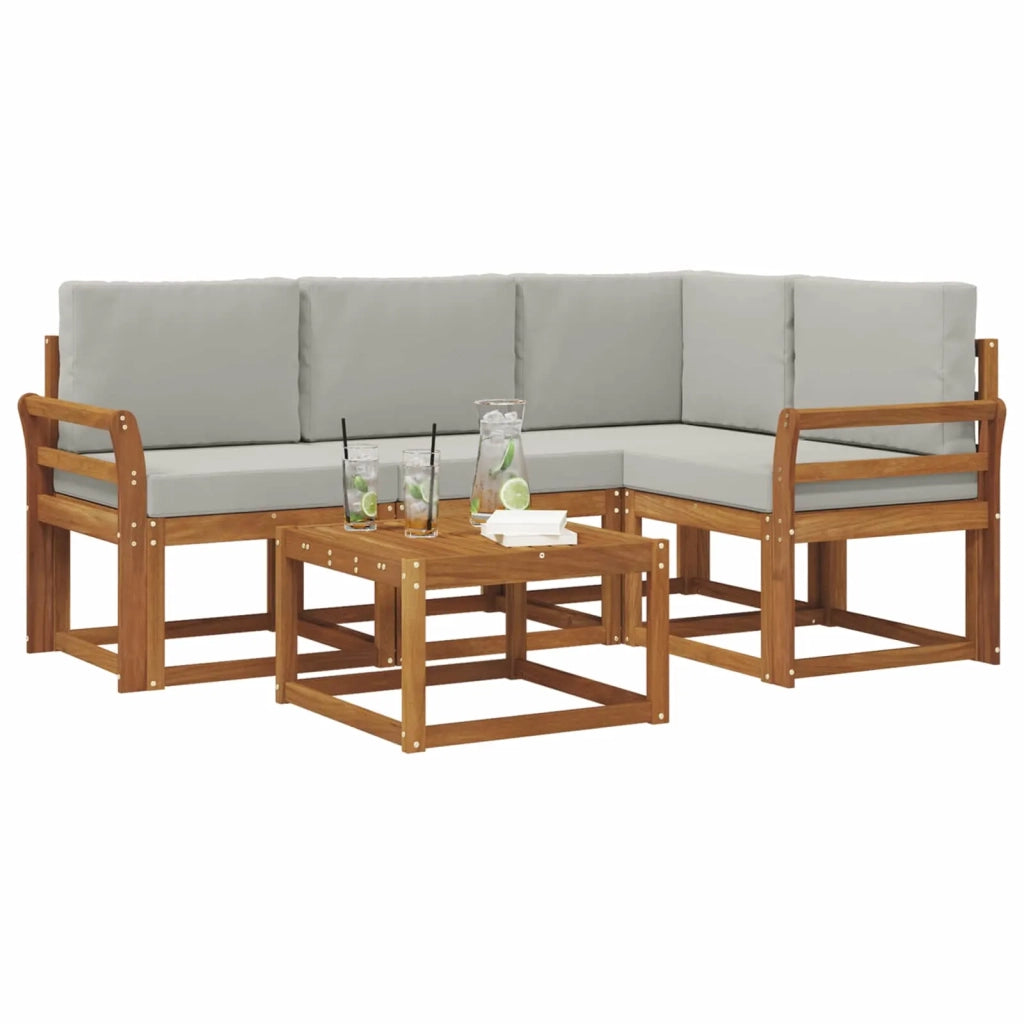 Set di divani da esterno 5 pcs Grigio Naturale e Chiaro 3366359