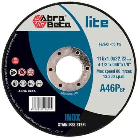 DISCO DA TAGLIO PER INOX ABRA BETA Ø 115x1,6 mm - 50 pezzi- ABRABETA