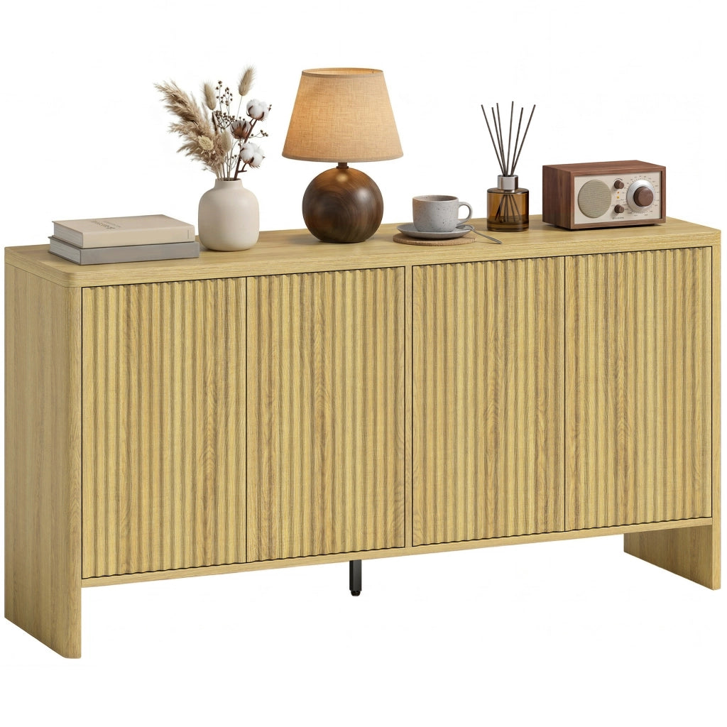 Mobile buffet con 4 ante ¨C Xylo ¨C Legno rovere, ripiani regolabili, 147x40x77cm