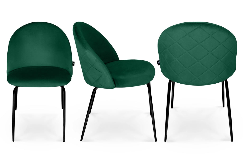 Set di 2 sedie da pranzo imbottite in velluto verde scuro piede nero – Nicole - SD30NIPN