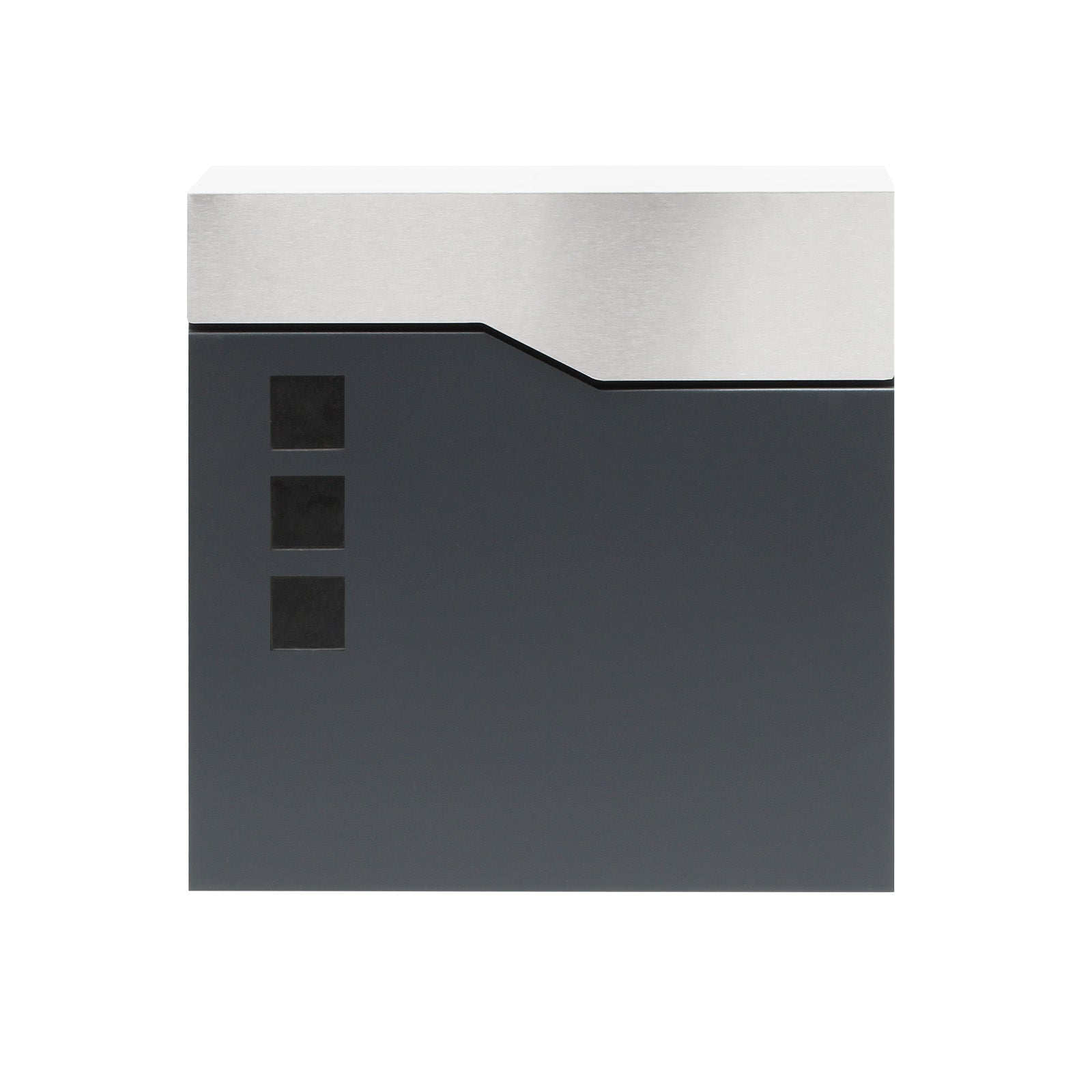 Cassetta postale con vano portagiornale V20 antracite e acciaio inox 370 x 105 x 370 mm