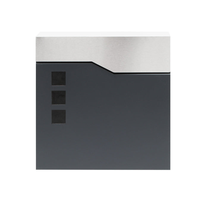 Cassetta postale con vano portagiornale V20 antracite e acciaio inox 370 x 105 x 370 mm