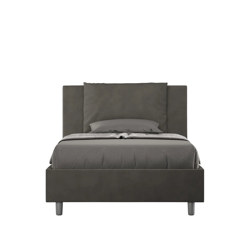 Letto imbottito 1 piazza e mezza 120x190 cm Antea - Senza rete,Microfibra,Grigio