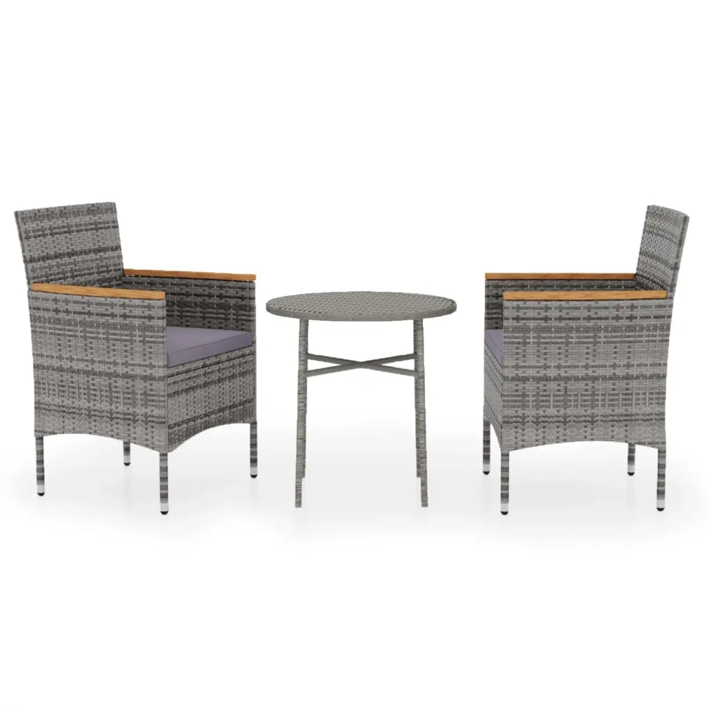 Set Mobili da Pranzo per Giardino 3 pz in Polyrattan Grigio 3098026