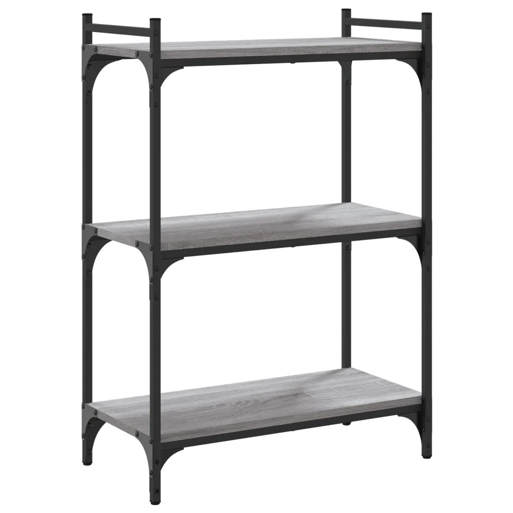 Libreria a 3 Ripiani-Scaffale per Libri-Mobile di Stoccaggio Grigio Sonoma 60x30x86cm Legno Multistrato