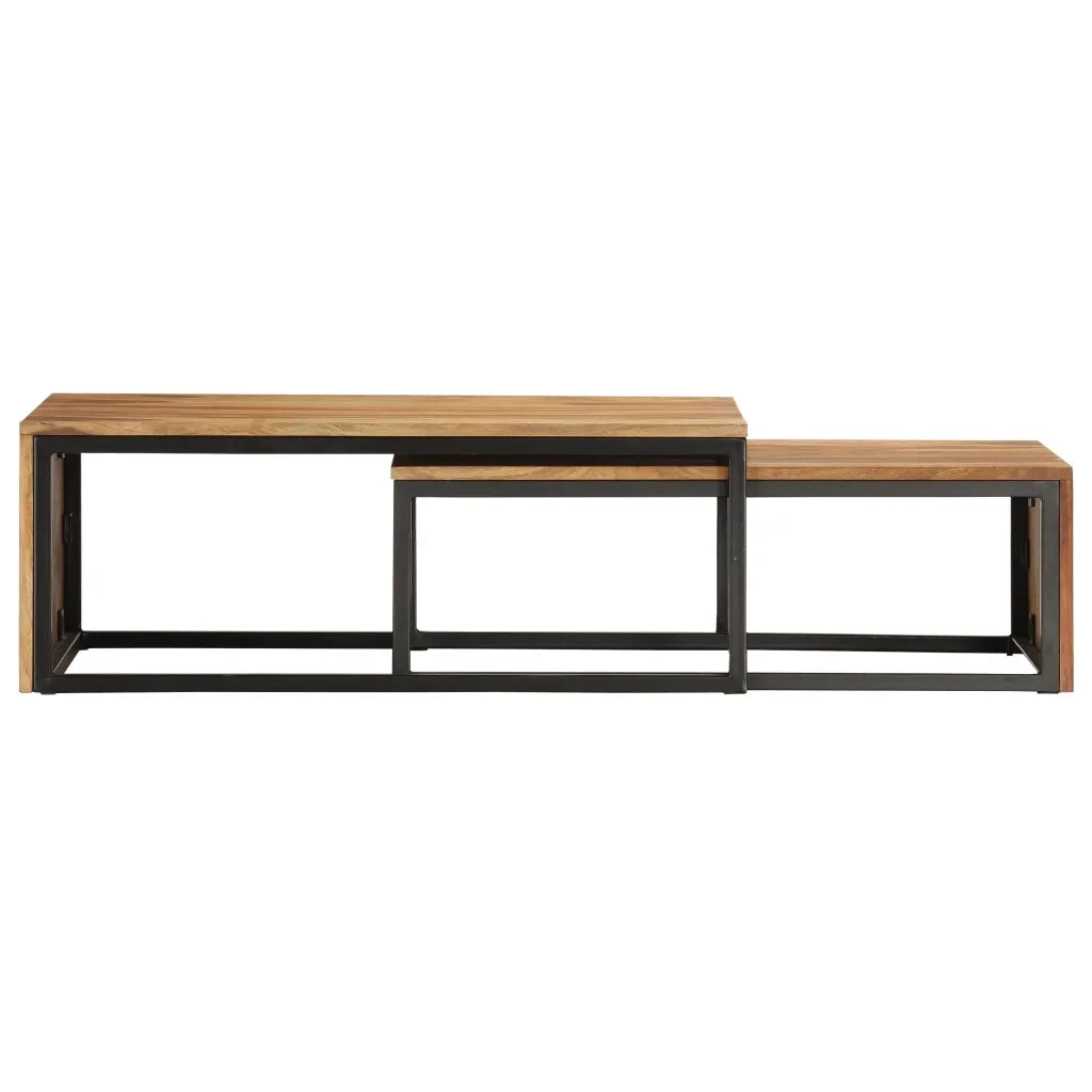 Tavolini Impilabili 2 pz in Legno Massello di Acacia 287331