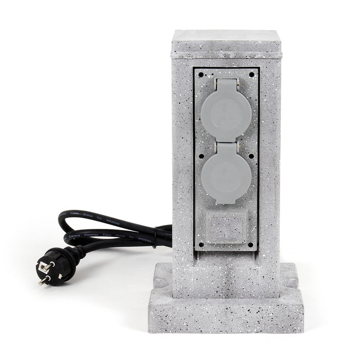 Colonna multipresa effetto granito con 4 prese per esterno IP44 con picchetto