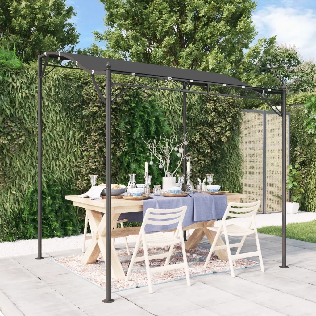 Tettoia Antracite 2x2,3 m 180 g/mÂ² Tessuto e Acciaio