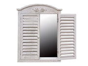 Specchio da Parete Finestra con Porte in Legno 65,5 x 48 x 5 cm