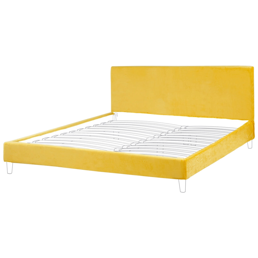 Fodera per struttura letto in velluto giallo per letto 180 x 200 cm sfoderabile e lavabile