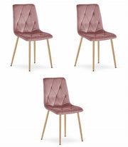 Sedia Valora TYRA in velluto rosa con gambe in legno x3