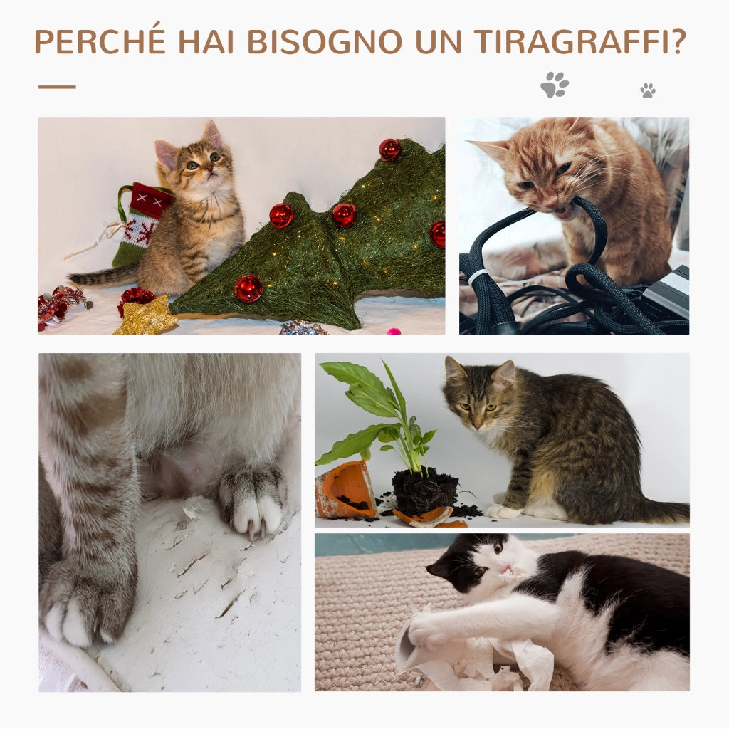 Tiragraffi per Gatti in Legno con Cuccia e Giocattoli ¨C zephmum ¨C Grigio 40x30x114 cm