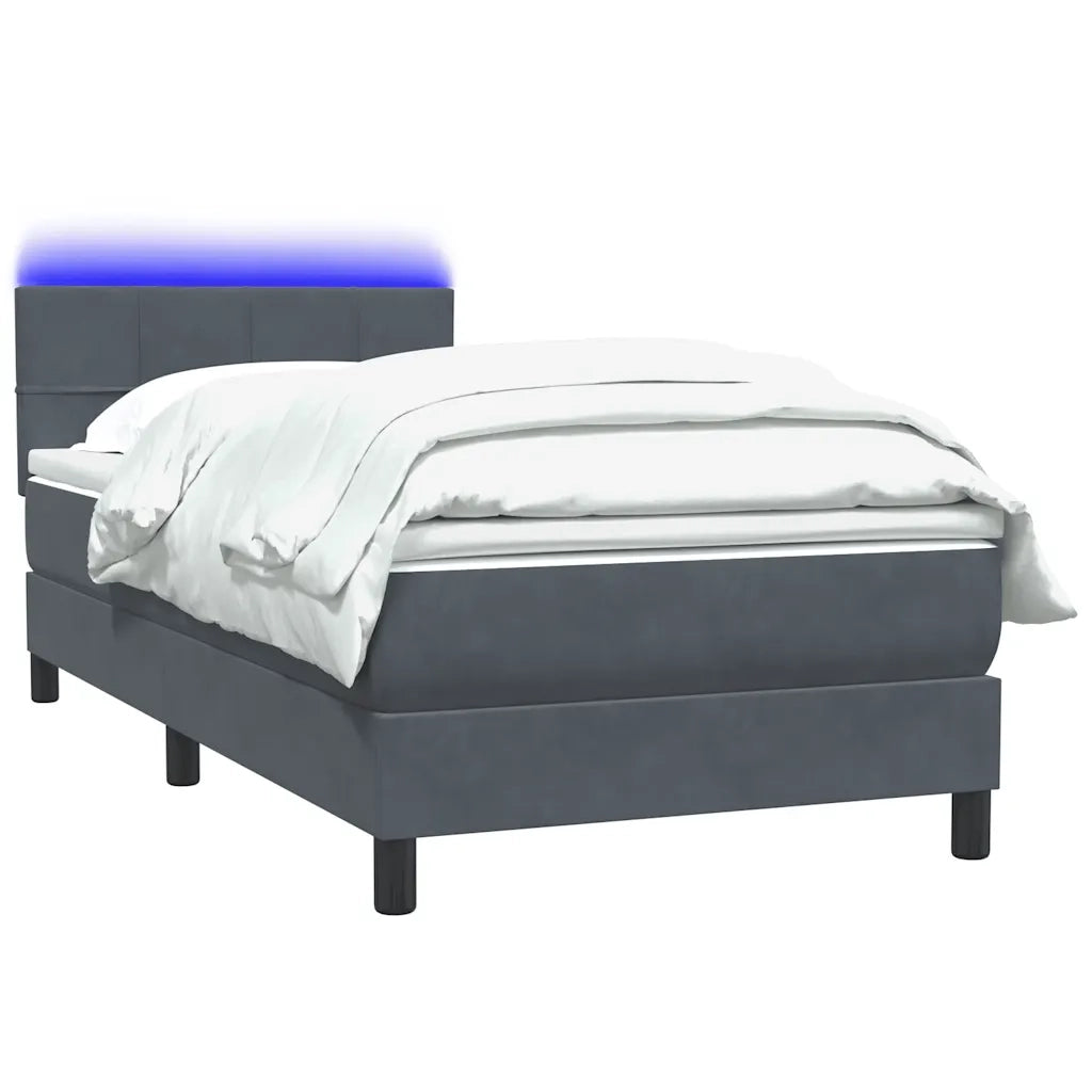 Letto a Molle con Materasso e LED Grigio Scuro 90x220 cm Velluto 3316912