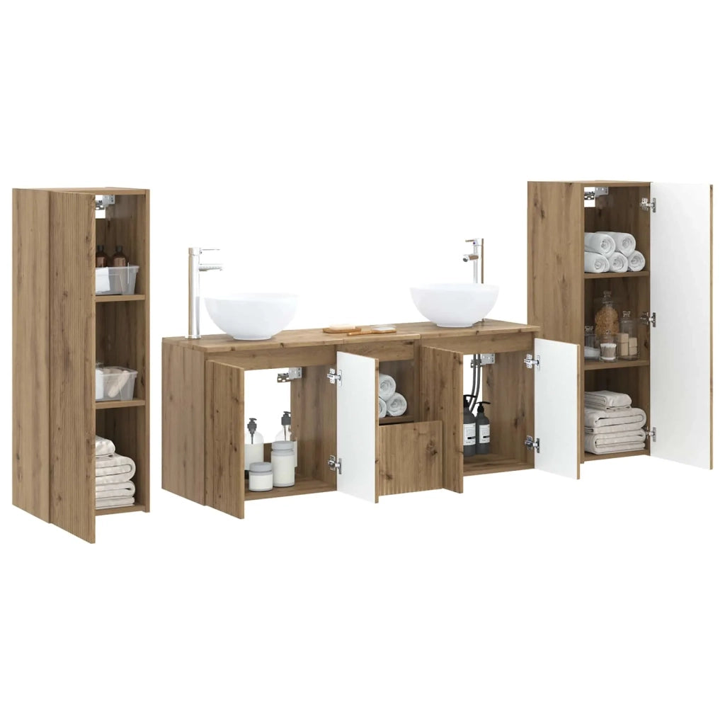 Set di mobili per il bagno 5 pz Rovere Artigianale 3405992