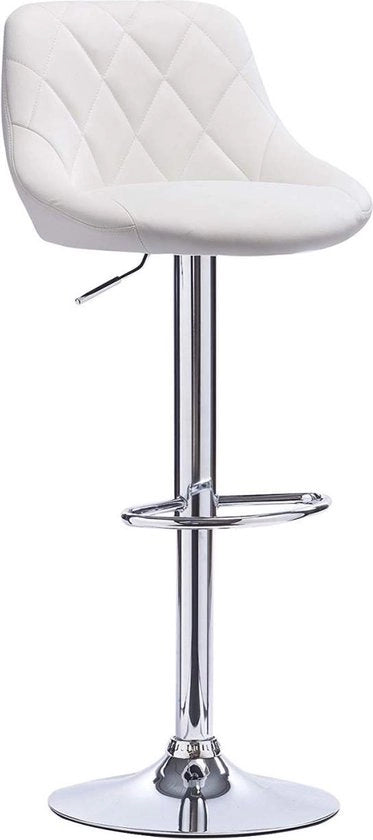Sedia da Cucina Deluxe Industriale Bianca - Set di Sedie da Cucina da 1 - Sedia con Schienale - Sedie con Schienale con Schienale Reclinabile - Sedia da Cucina con Regolazione di Altezza - Sedia in Pelle Sintetica - Altezza Regolabile