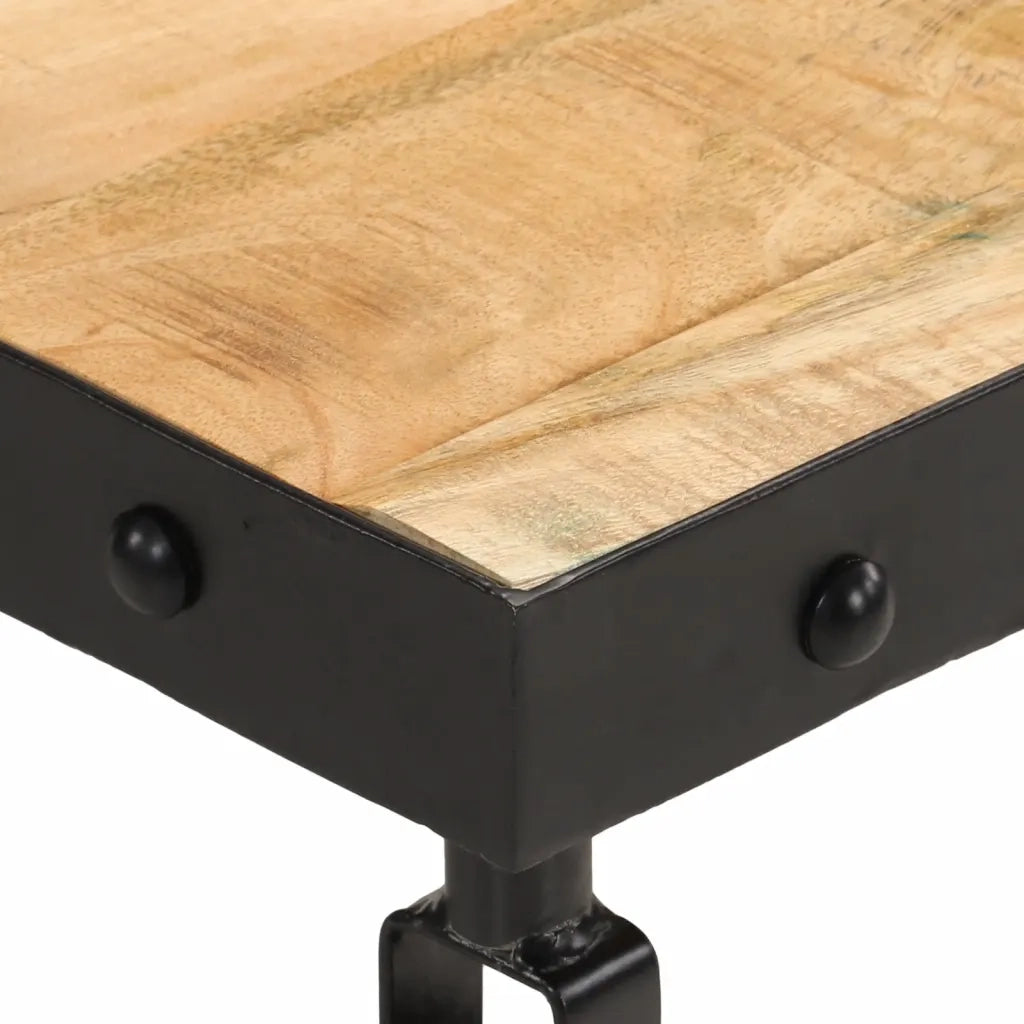 Tavolino da Salotto con Ruote Legno Massello Mango 100x55x26 cm