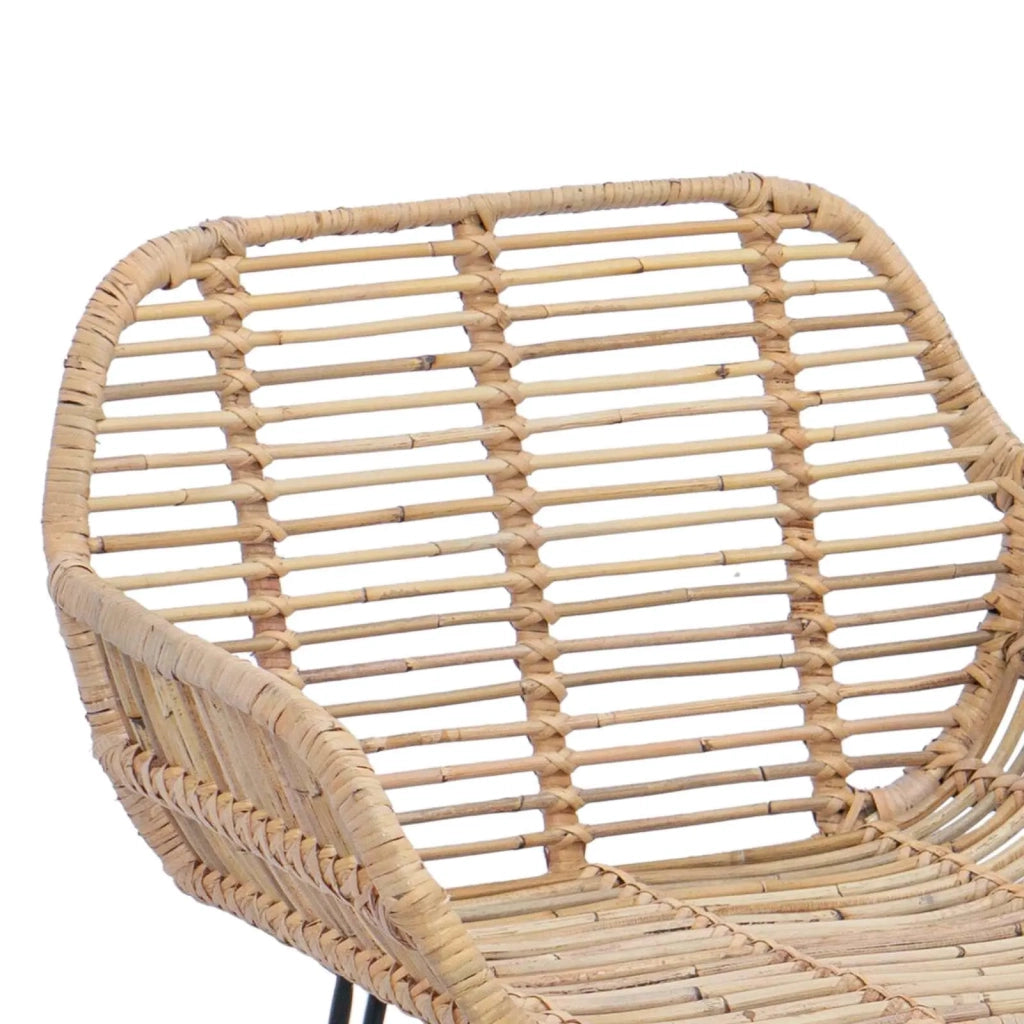 Sedia da Bar 2 pcs Naturale 55 x 52 x 92 cm Rattan e Ferro 42011552