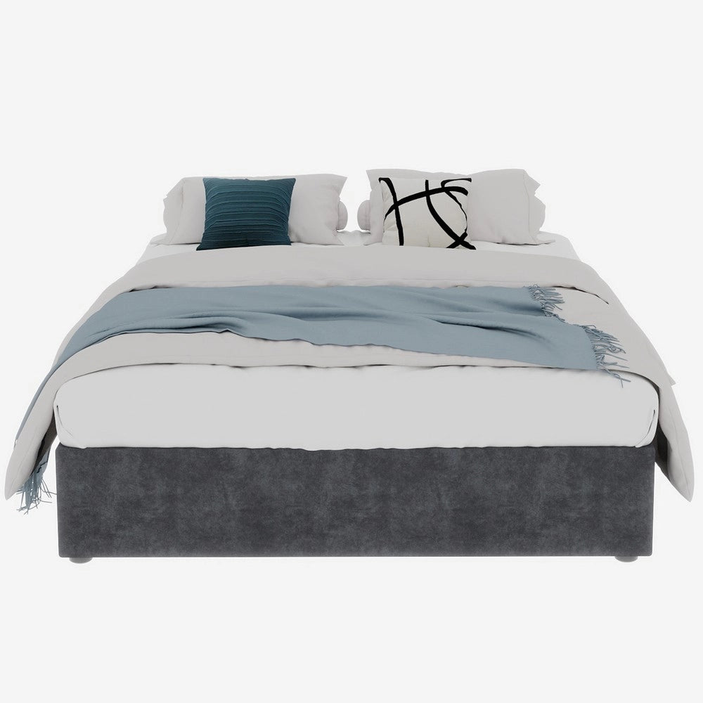 Letto Contenitore Imbottito ¨C Xylo ¨C Grigio, Velluto, 140x200, Senza Testiera
