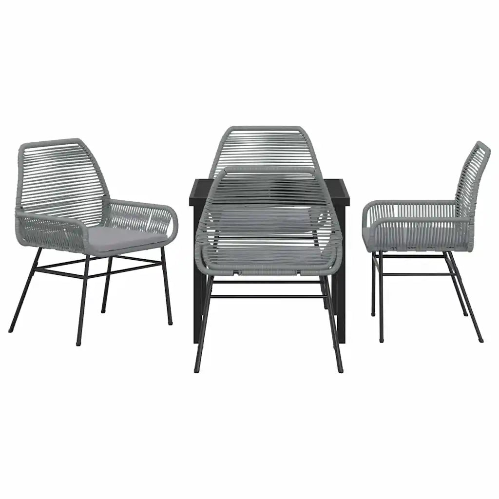 Set da Pranzo per Giardino con cuscino 5 pcs Grigio polyrattan
