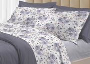 Completo Lenzuola Letto 100% Cotone Italy 3027 Disegno Rosa - Singolo - Grigio
