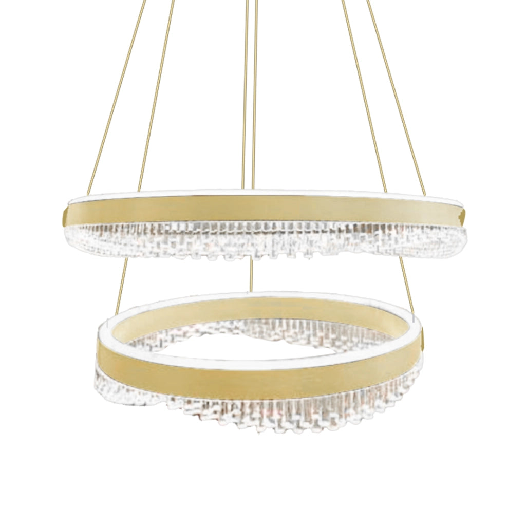 Lampada sospensione LED oro 2 anelli Ø60/40 Preciosa Milagro