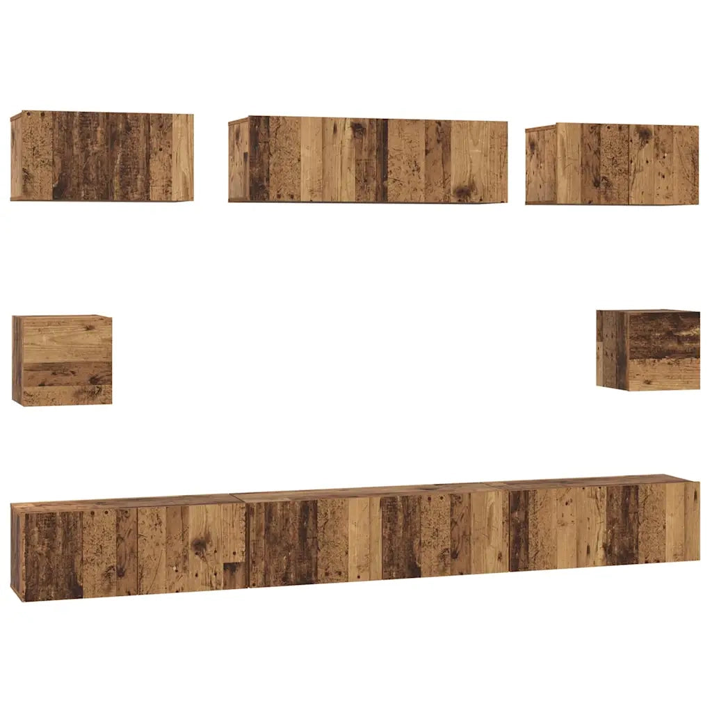 Set mobile TV 8 pcs Legno vecchio Legno multistrato 3393294