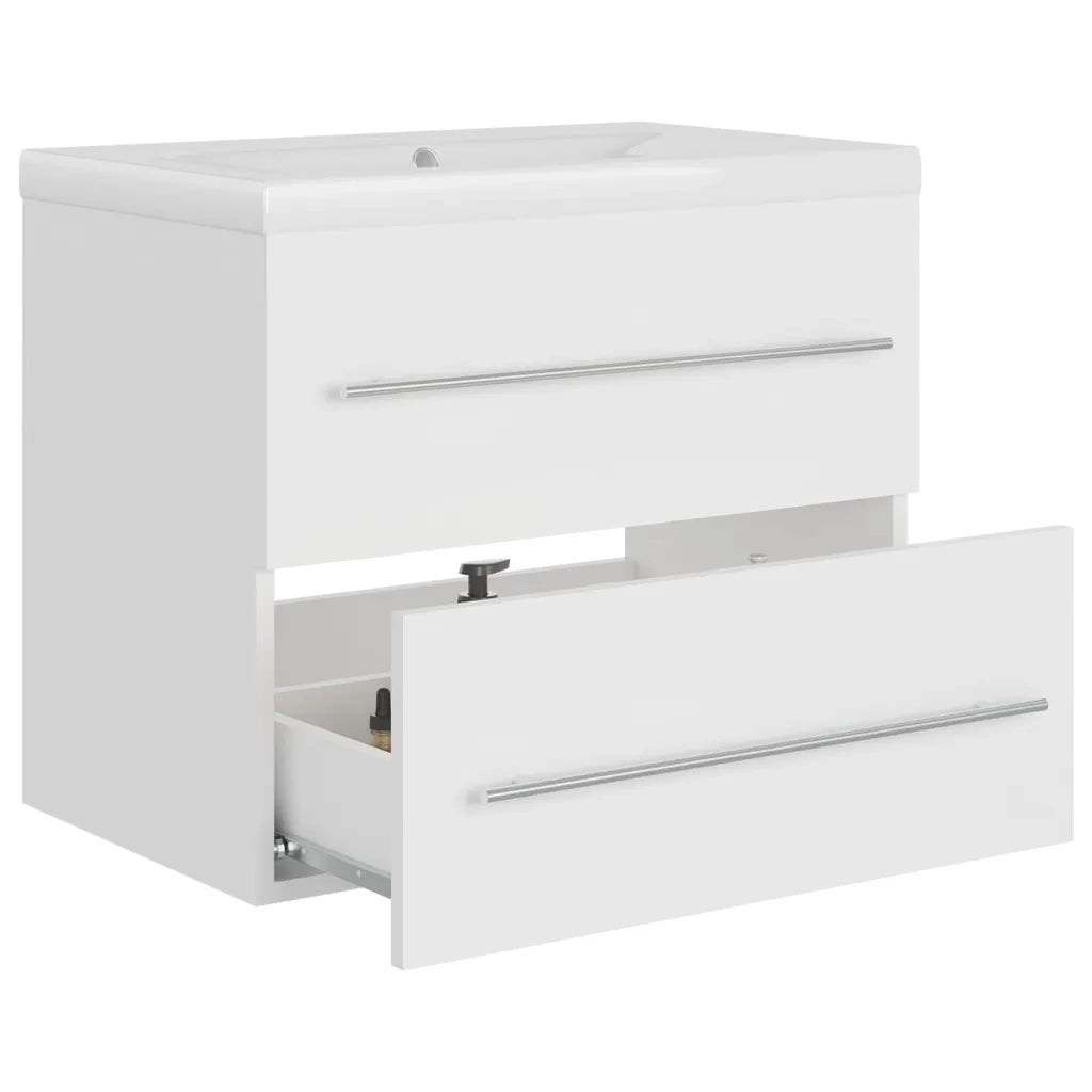 Mobile con Lavandino Integrato Bianco in Legno Multistrato 3099041