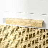 Cassettiera 5 Cassetti con Maniglie in Legno Massiccio, Guide Metalliche, per Ufficio, Salotto, Camera da Letto, 77 x 37 x 104 cm, Bianco