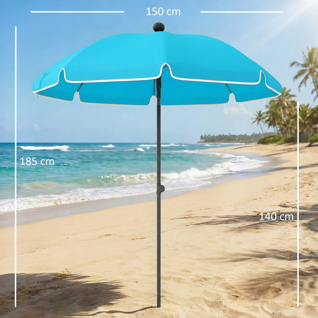 Ombrellone da spiaggia ?150 cm impermeabile pieghevole con sacchetto ¨C zephmum ¨C blu