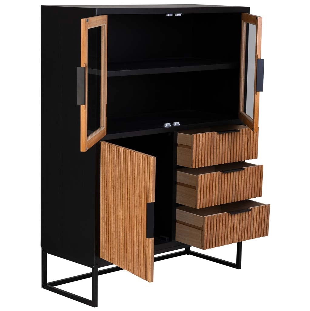 Vetrina con 3 ante e 3 cassetti, legno, 100x40x135h cm