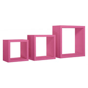 Set di 3 Mensole da Muro, Cubi Arredo, Mensole Cubo, Cubi da Parete, Fuxia, 35x35, 25x25 e 20x20 cm p15,5 - Rubic