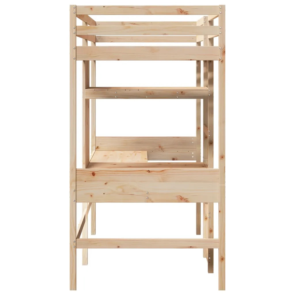 Letto singolo | Letto per adulti | Giroletto Soppalco senza Materasso 75x190cm Legno Massello Pino