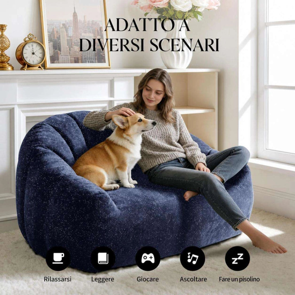 Poltrone relax, pouf, poltrone extra-large,Frevano ideali per il soggiorno e la camera da letto, blu