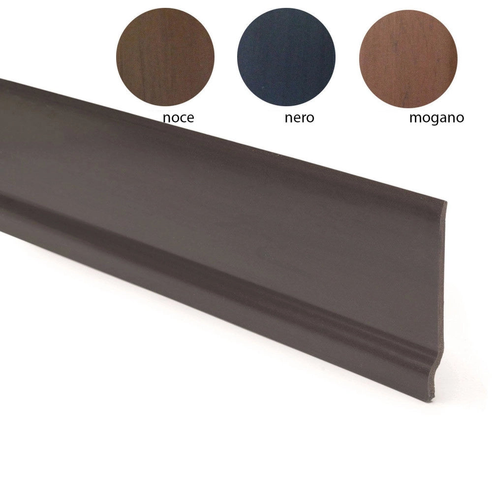 Battiscopa zoccolino flessibile da 2mt in pvc autoestinguente, colori nero
