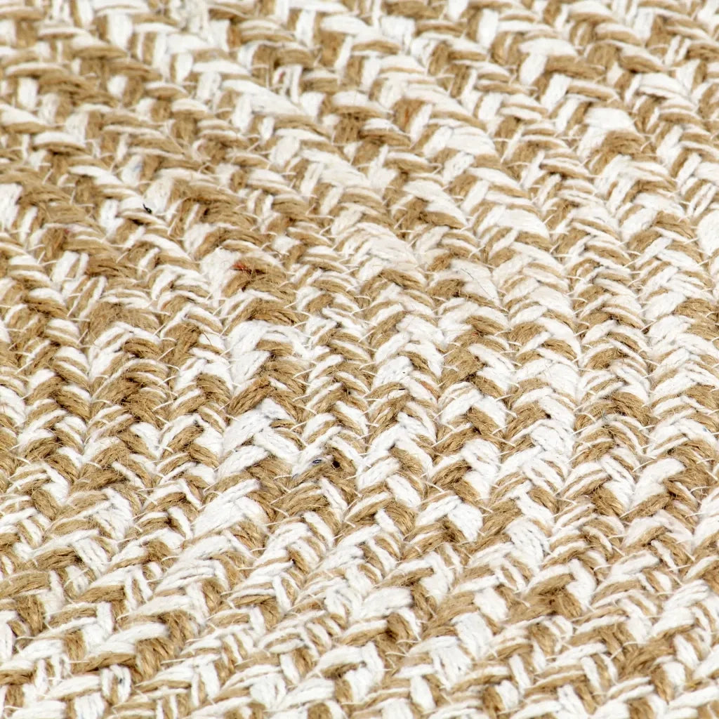 Tappeto Artigianale in Juta Bianco e Naturale 120 cm 133723