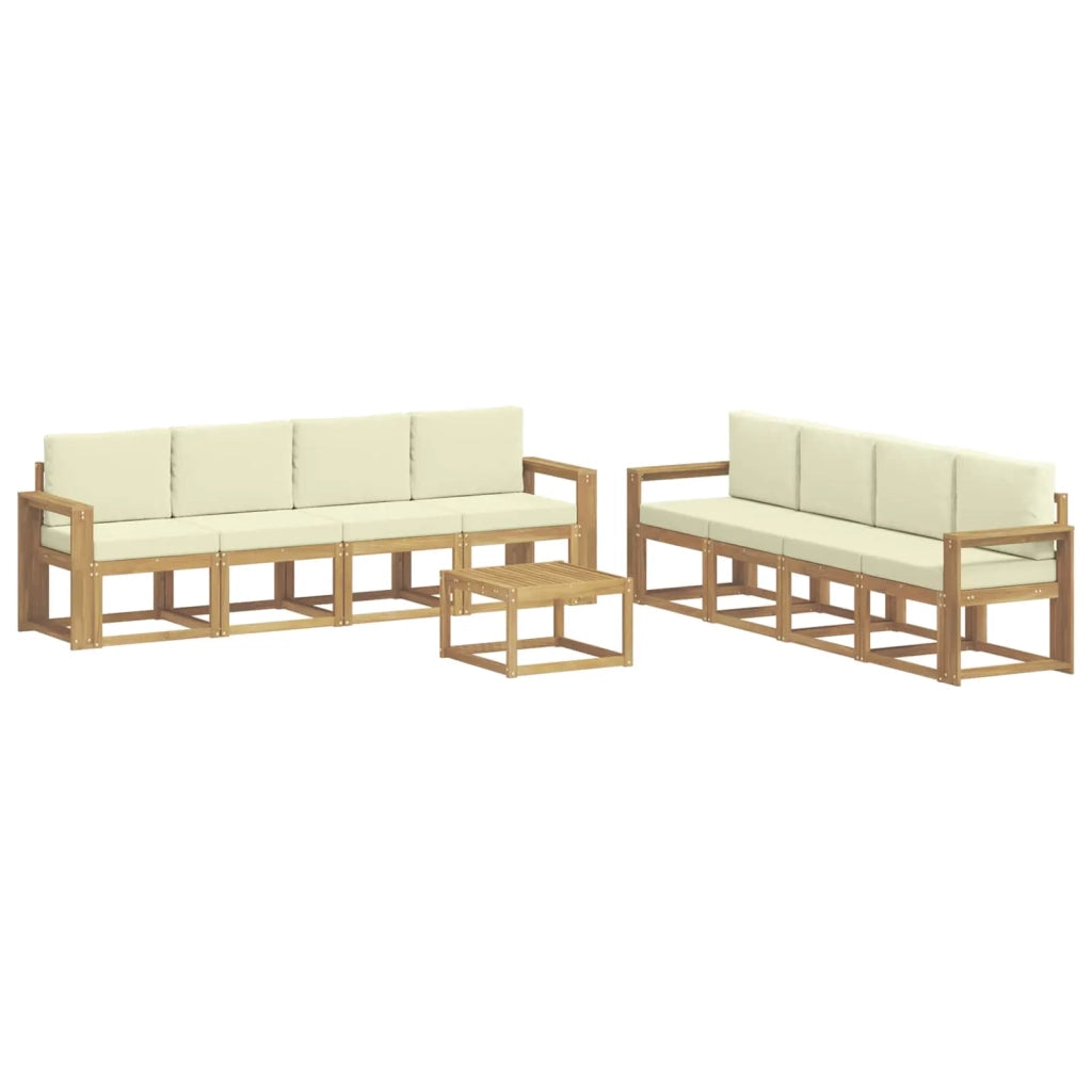 Set di divani da esterno con cuscino 9 pcs Bianco e Crema 3387424