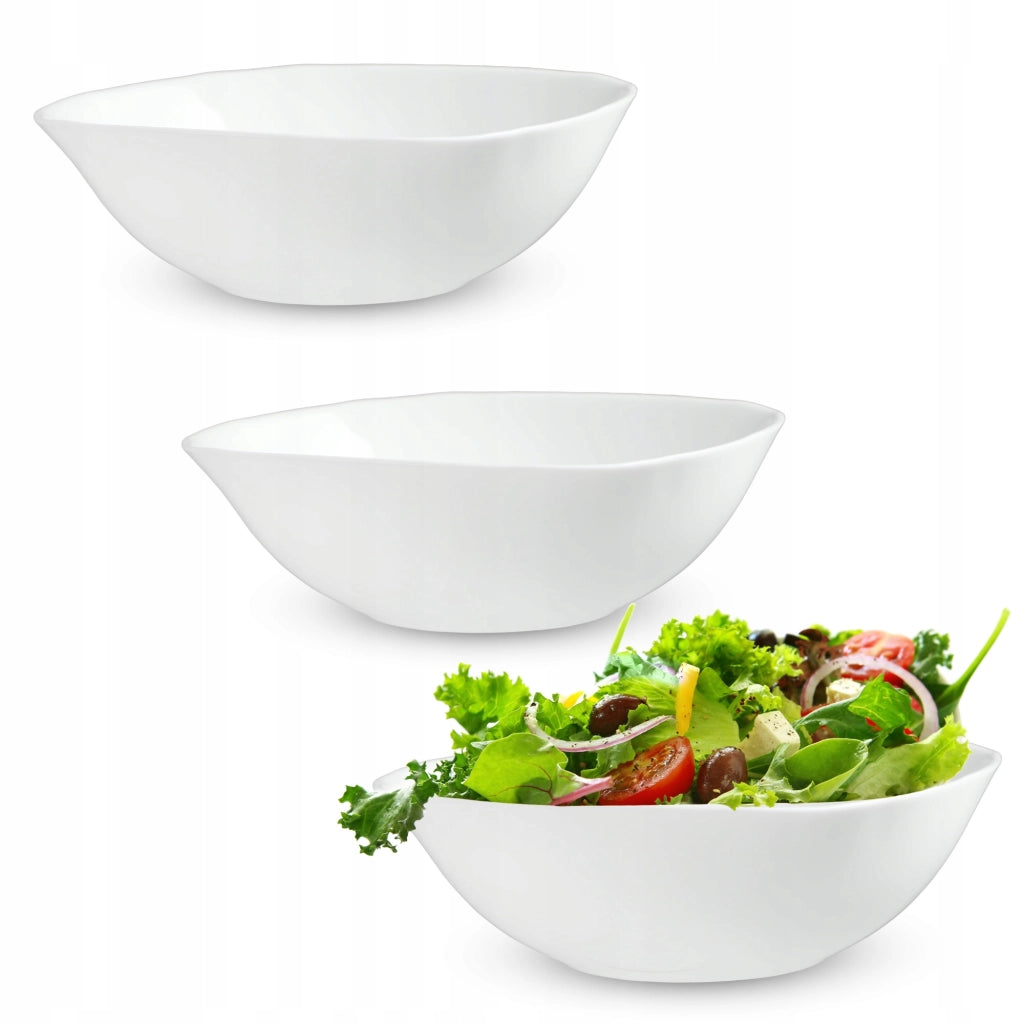 Ciotole da insalata KADAX da 19 cm in vetro, ideali per zuppe e snack, colore bianco, set da 3 pezzi.