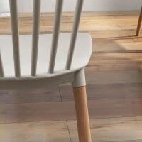 Set di 4 Sedie in Stile Scandinavo con Schienale Alto, Seduta in Polipropilene, Gambe in Faggio, 48 x 52,5 x 83 cm, Grigio