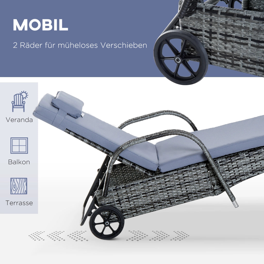 Set di tavoli da sdraio da giardino Set di 3 mobili da giardino polirattano + grigio metallo