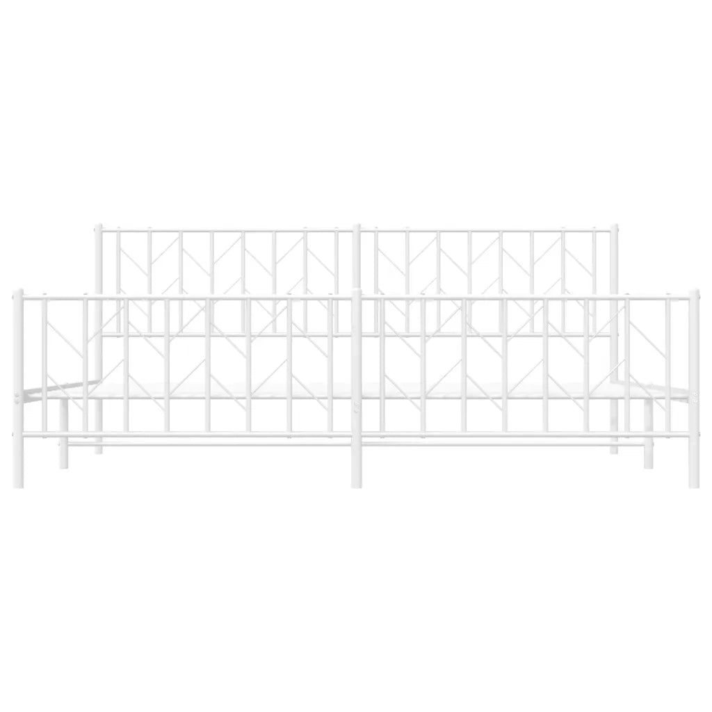 Giroletto con Testiera e Pediera Metallo Bianco 200x200 cm 374511