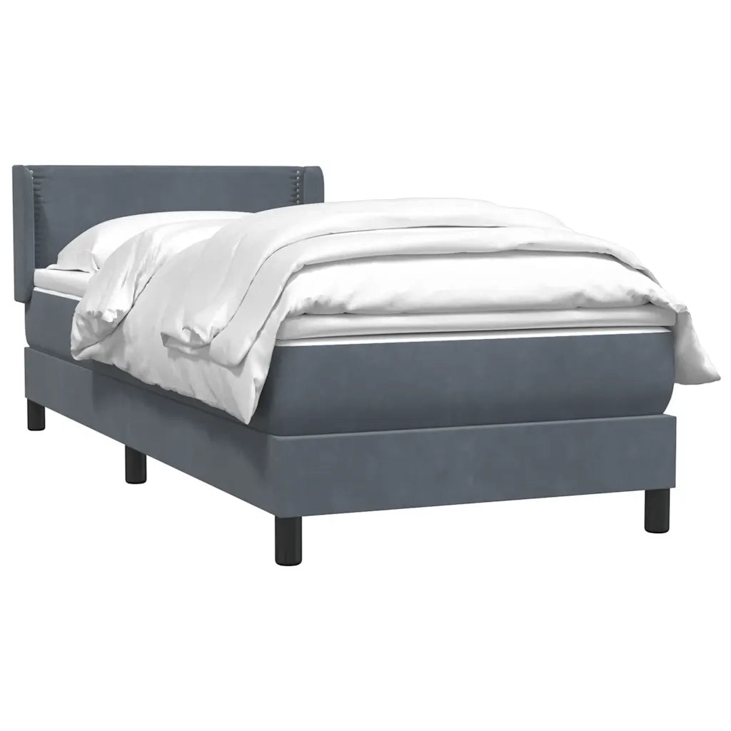 Giroletto a Molle con Materasso Grigio Scuro 90x220 cm Velluto